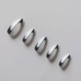 Vibeficant Progel White Handmade Gel Press on Nails Medium Almond Abstract Design